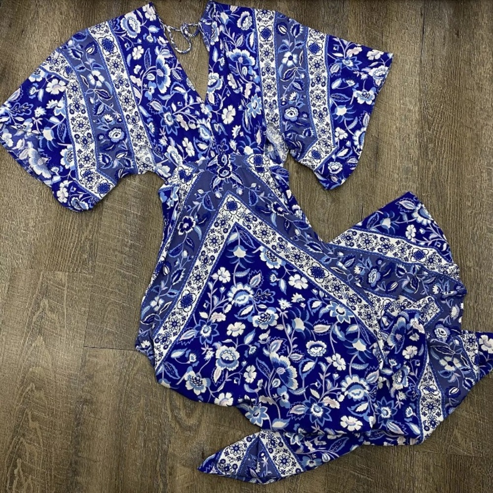 Spell & The Gypsy Lolita Cut Out Maxi Dress Blue Bell Floral - Picture 9 of 11